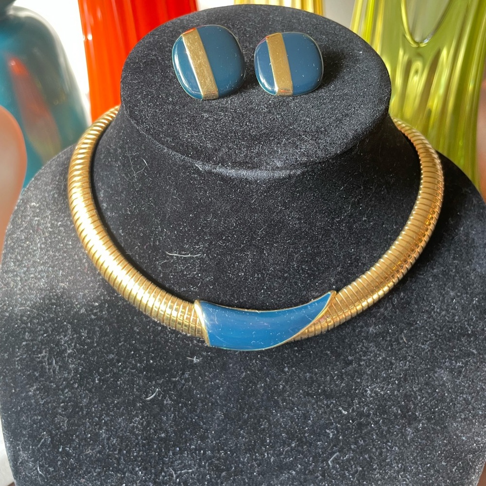 Monet omega necklace and earrings